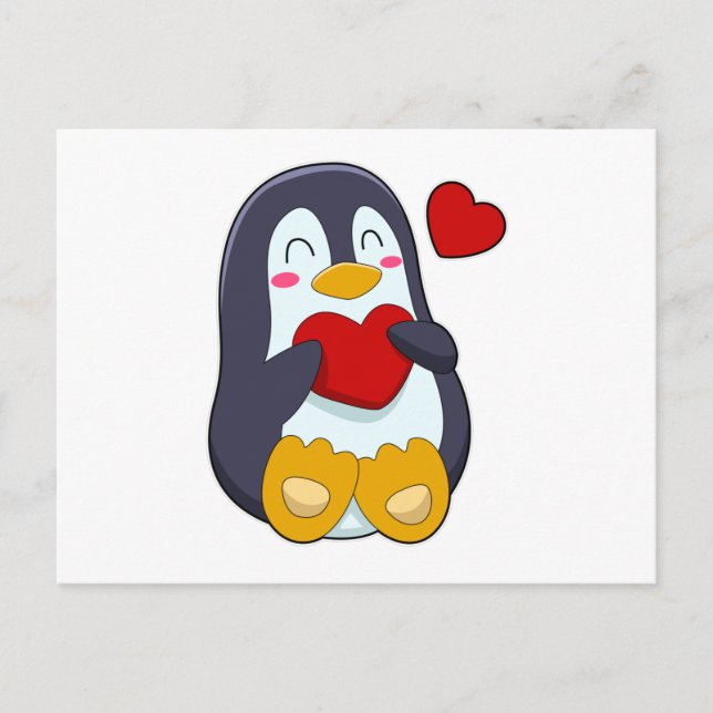 Penguin with Heart Postcard (Front)