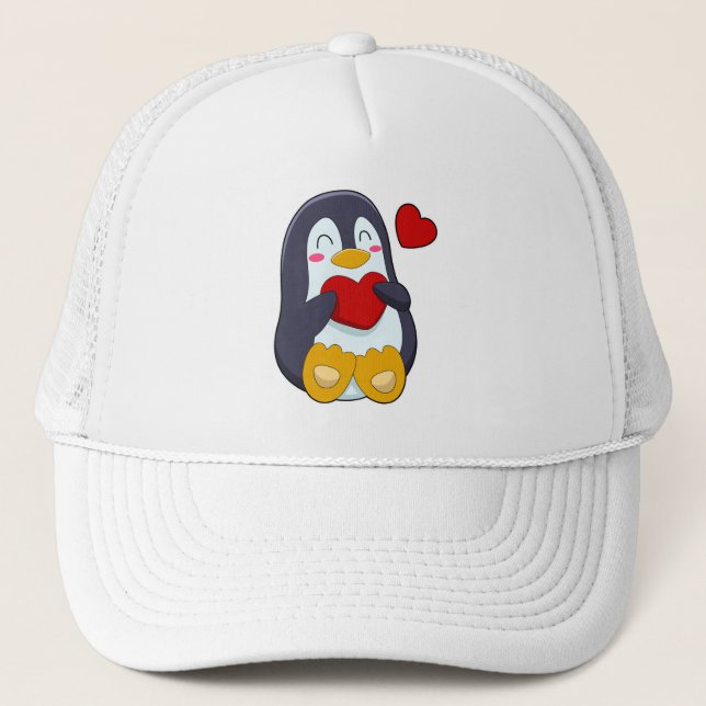 Penguin with Heart Trucker Hat (Front)