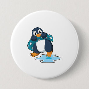 Penguin with Lifebuoy 7.5 Cm Round Badge