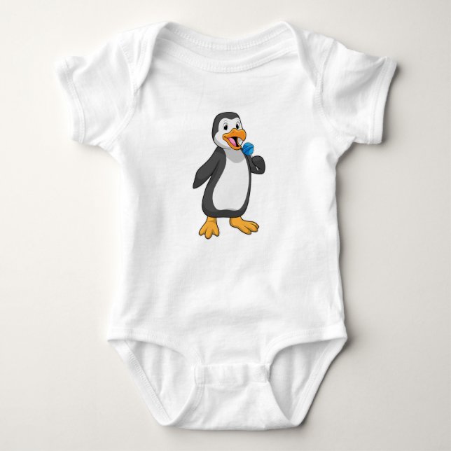 Penguin with Lollipop Sweets Baby Bodysuit (Front)