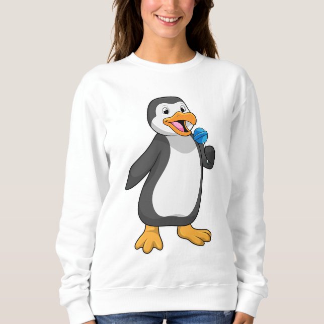 Penguin with Lollipop Sweets Sweatshirt (Front)