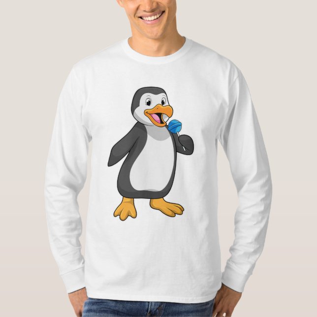 Penguin with Lollipop Sweets T-Shirt (Front)