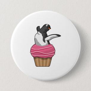 Penguin with Muffin 7.5 Cm Round Badge