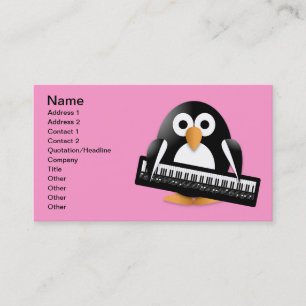 Penguin with piano keyboard business card