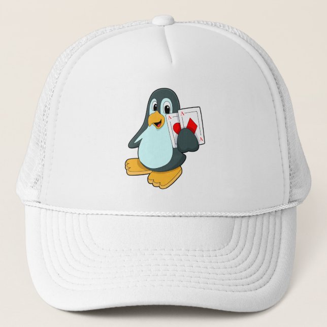 Penguin with Poker cards Trucker Hat (Front)