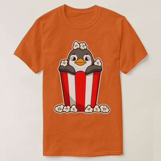 Penguin with Popcorn cone T-Shirt (Design Front)