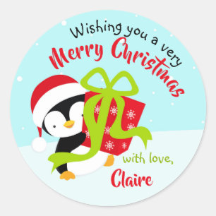 Penguin with Presents Christmas Stickers