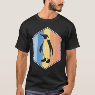 Penguin With Retro Colours In A Hexagon T-Shirt
