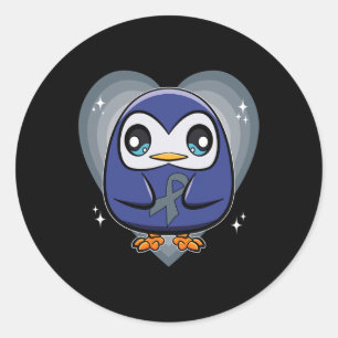 Penguin With Ribbon World Dyslexia Awareness  Classic Round Sticker