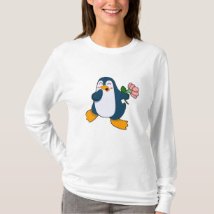 Penguin with rosa Flower T-Shirt