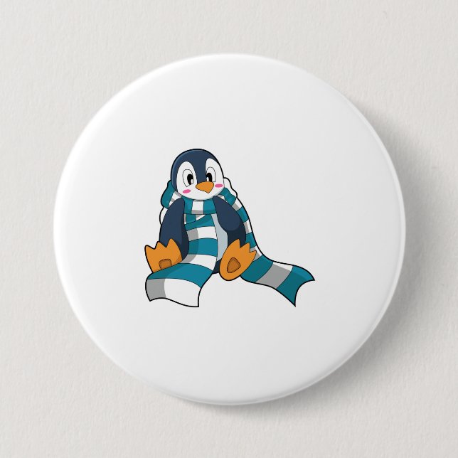 Penguin with Scarf 7.5 Cm Round Badge (Front)