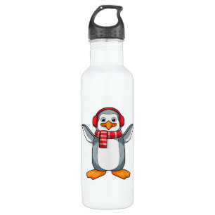 Penguin with Scarf & Headphone 710 Ml Water Bottle