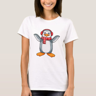 Penguin with Scarf & Headphone T-Shirt