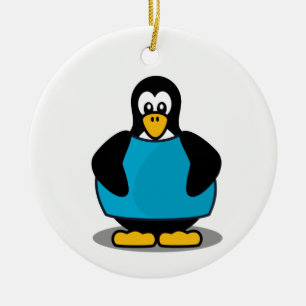 Penguin with shirt ceramic tree decoration