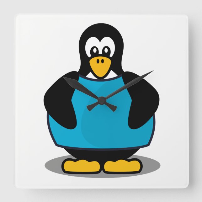 Penguin with shirt square wall clock (Front)