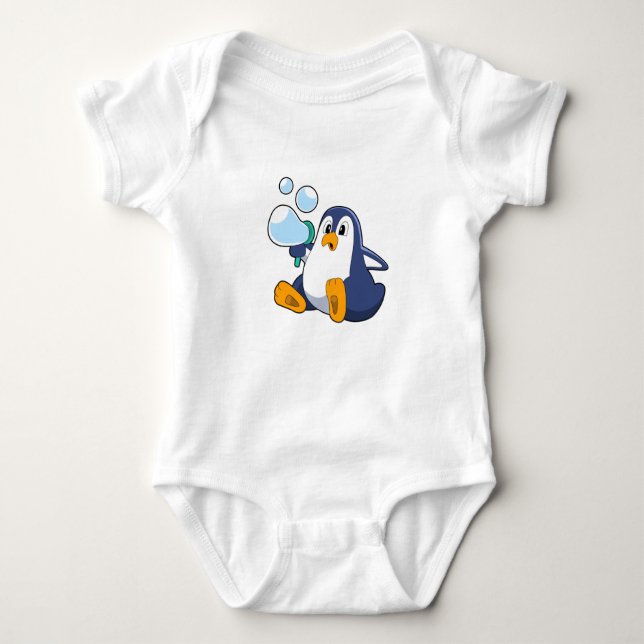Penguin with Soap bubbles.PNG Baby Bodysuit (Front)