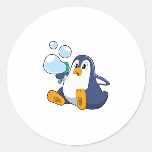 Penguin with Soap bubbles.PNG Classic Round Sticker