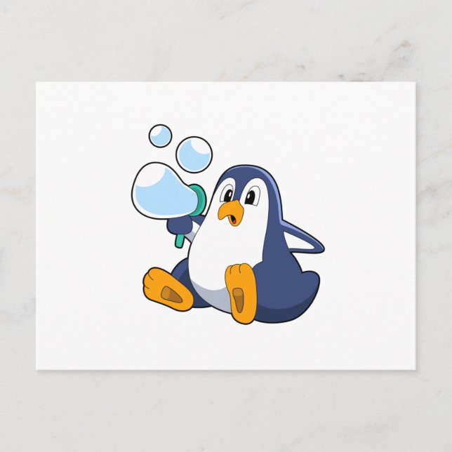 Penguin with Soap bubbles.PNG Postcard (Front)