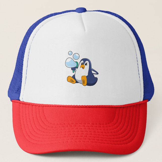 Penguin with Soap bubbles.PNG Trucker Hat (Front)