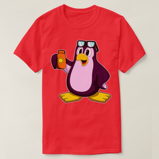 Penguin with Suncream Sunglasses T-Shirt (Design Front)