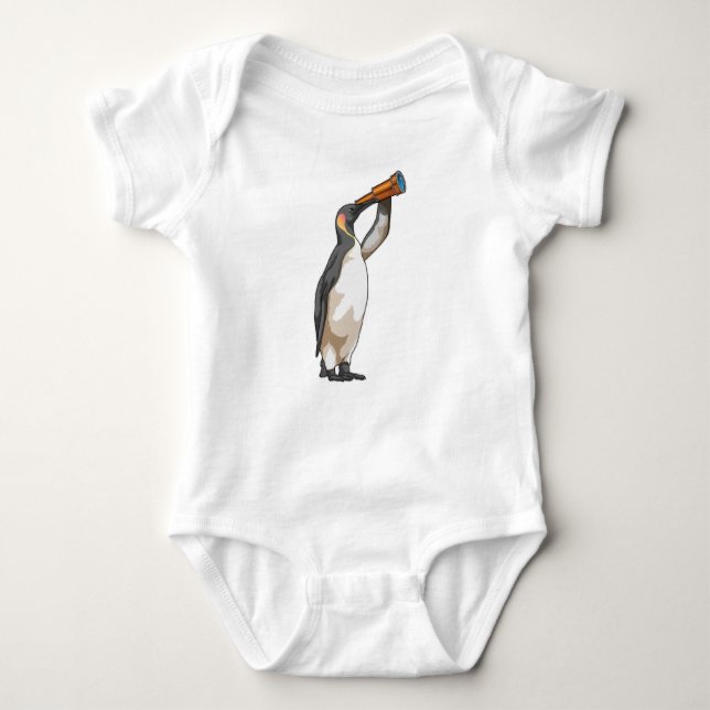 Penguin with Telescope Baby Bodysuit (Front)