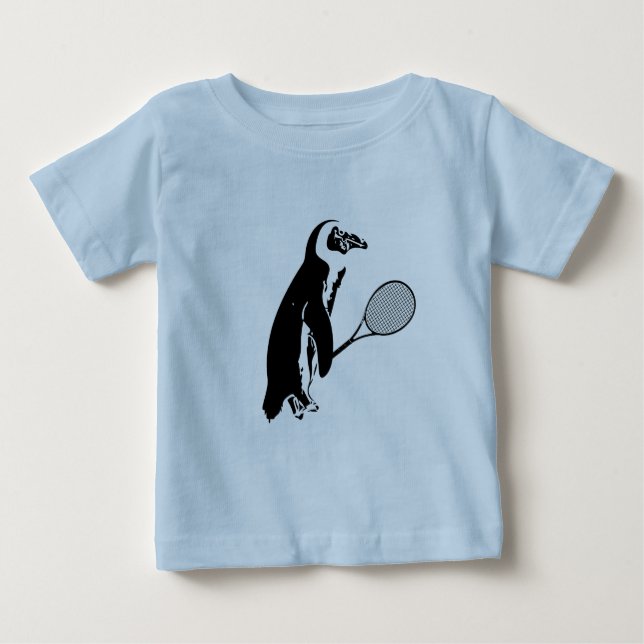 Penguin with Tennis Racquet Baby T-Shirt (Front)