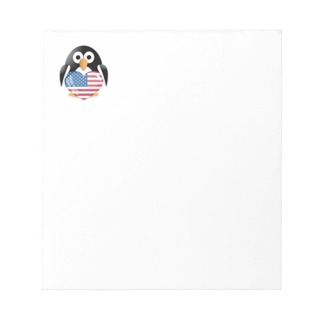 Penguin with USA flag Notepad (Front)