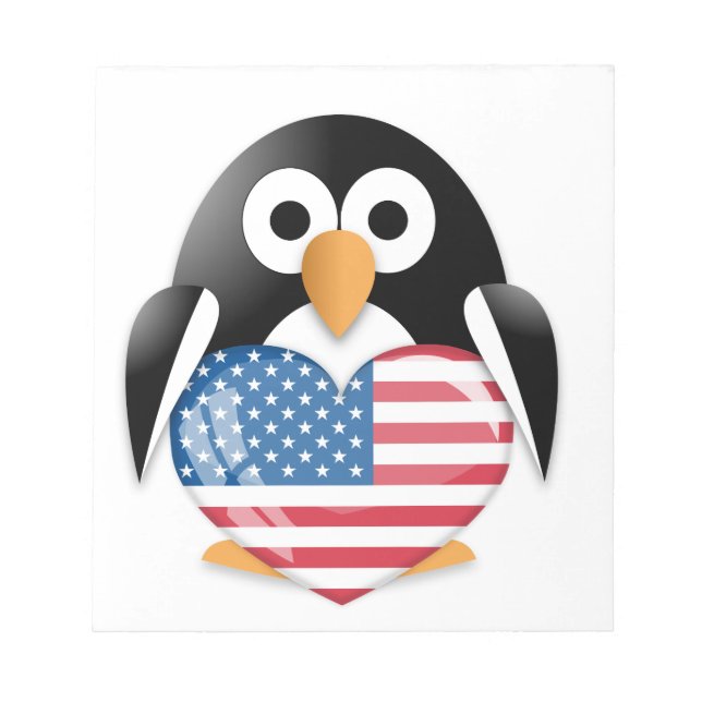 Penguin with USA flag Notepad (Front)