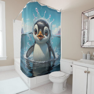 Penguin Wonderland bathroom Shower Curtain