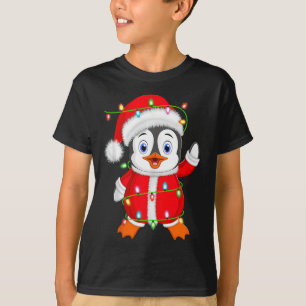 Penguin Xmas Lighting Santa Costume Penguin Christ T-Shirt