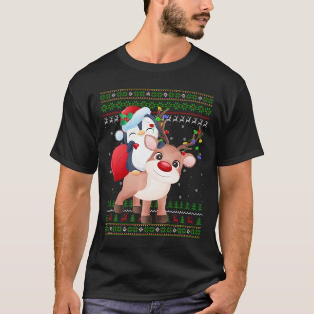 Penguin Xmas Sweater Style Ugly Santa Penguin Chri (Front)