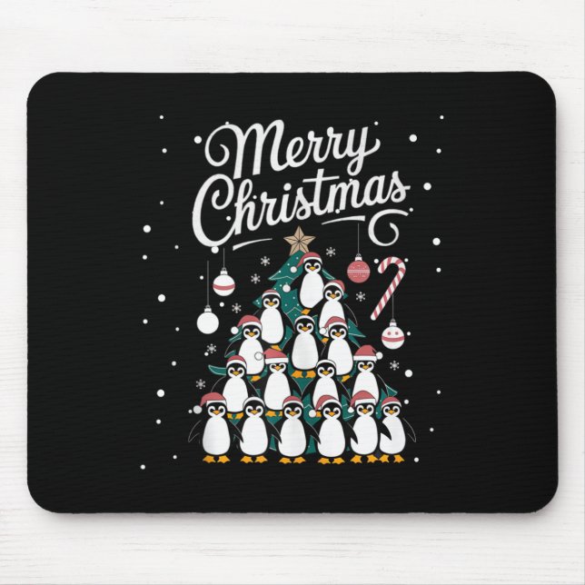 Penguin Xmas Tree Penguine Christmas Tree Merry Ch Mouse Pad (Front)