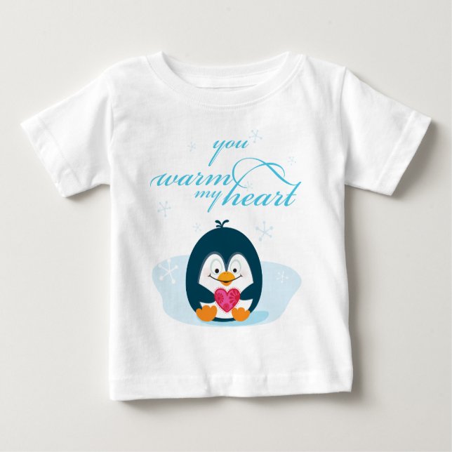PENGUIN "you warm my heart" Baby T-Shirt (Front)