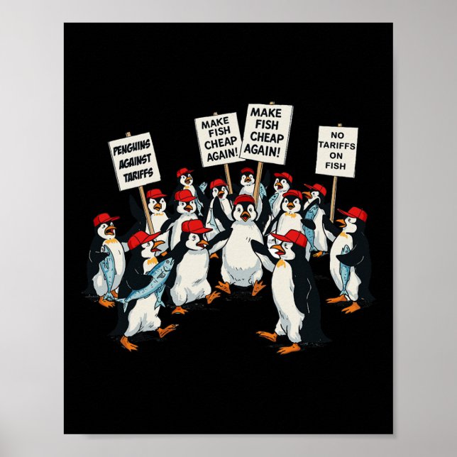Penguins Against Tariff Funny Penguin Anti-tariff  Poster (Front)