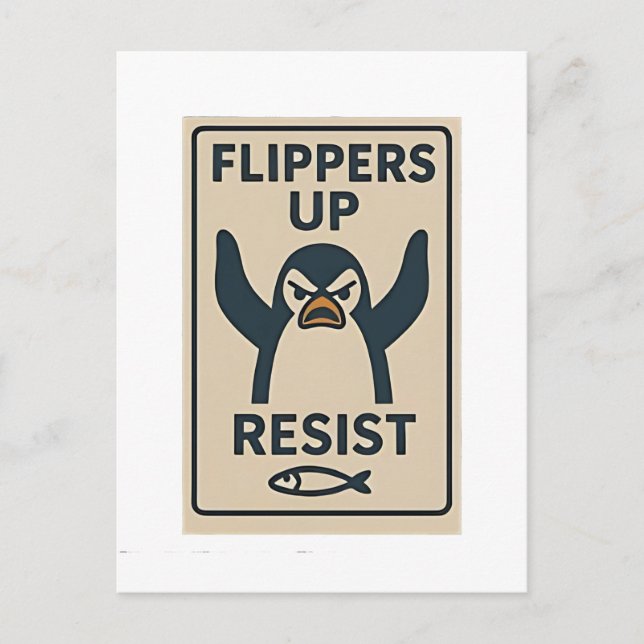 Penguins Against Tariffs Anti Trump Garden Flag   Holiday Postcard (Front)