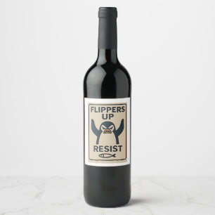 Penguins Against Tariffs Anti Trump Garden Flag   Wine Label