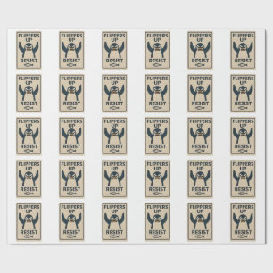 Penguins Against Tariffs Anti Trump Garden Flag Wrapping Paper