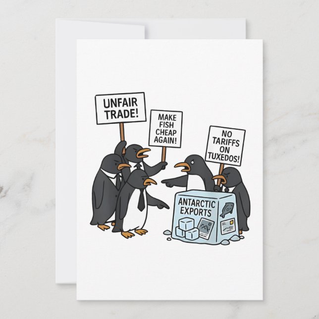 Penguins Against Tariffs Anti Trump  Holiday Card (Front)