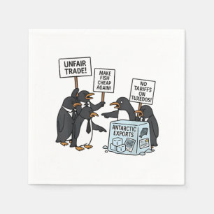Penguins Against Tariffs Anti Trump Napkin
