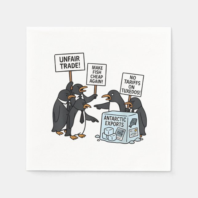 Penguins Against Tariffs Anti Trump  Napkin (Front)