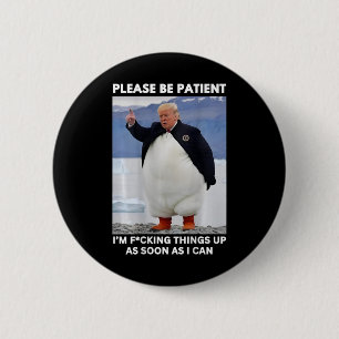 Penguins Against Tariffs Anti-trump Protest Hands 6 Cm Round Badge