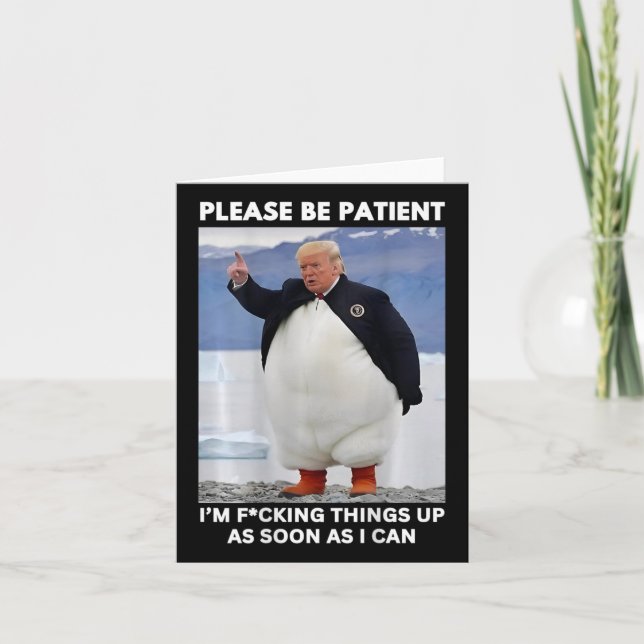 Penguins Against Tariffs Anti-trump Protest Hands  Card (Front)