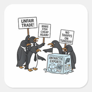 Penguins Against Tariffs Anti Trump  Square Sticker