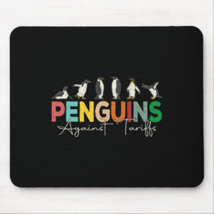 Penguins Against Tariffs Humor Animal Retro Resist Mouse Pad