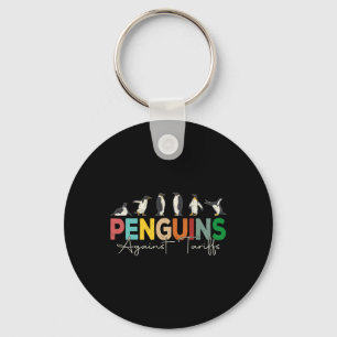 Penguins Against Tariffs Humour Animal Retro Resis Key Ring