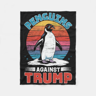 Penguins Against Trump Penguin Flippers Up Anti Tr Fleece Blanket