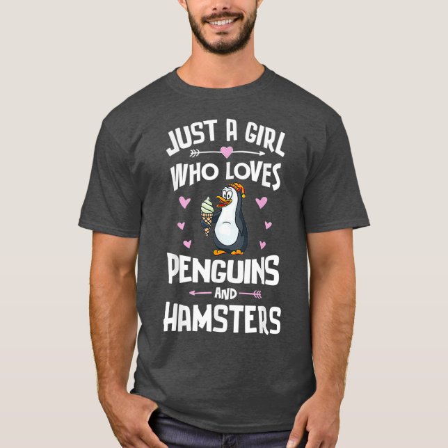 Penguins And Hamsters Cute Gift for Girls Women T-Shirt (Front)
