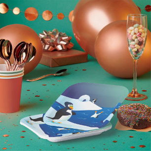 Penguins And Ice Paper Plate