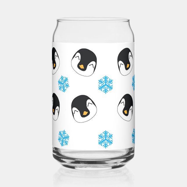 Penguins and snowflakes can glass (Front)