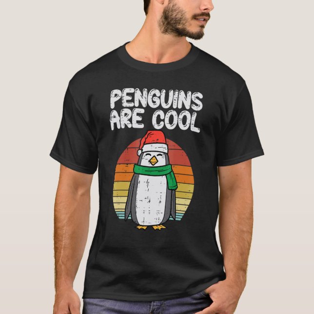 Penguins Are Cool  Animal Christmas Xmas Men Women T-Shirt (Front)